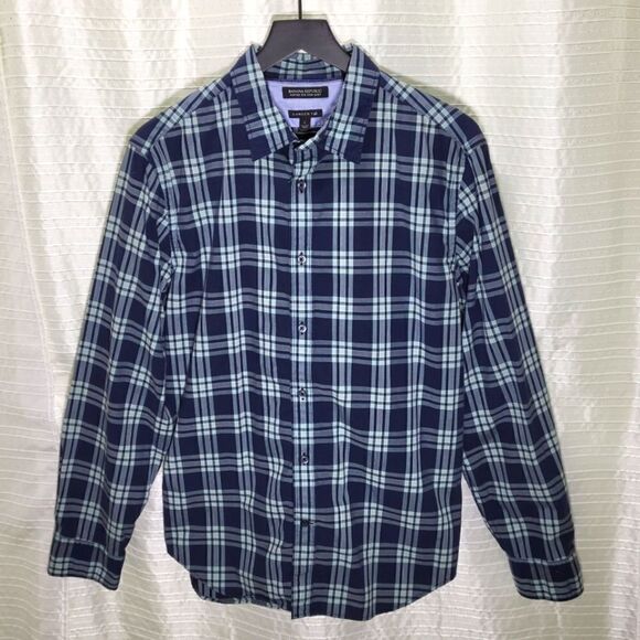 SET OF TWO Banana Republic Plaid Cotton Shirts, TWO Styles Blue, Multi Size L - Picture 6 of 11